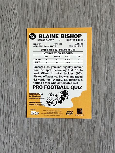 1996 Topps Chrome 40th Anniversary Retro Refractor 12 Blaine Bishop