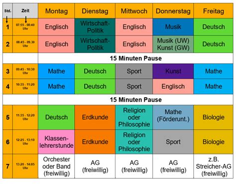 Stundenplan Gymnasium Hammonense