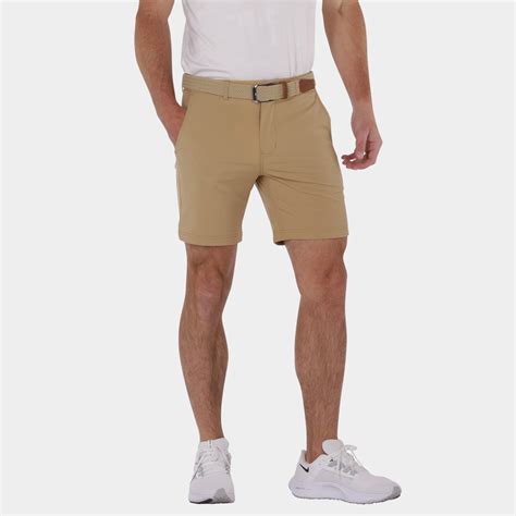 7" Golf Shorts for Men in Khaki: Lightweight, Short Length & Slim-fit