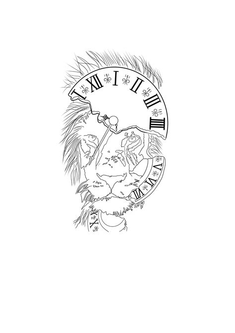 Black and White Clock Tattoo Design