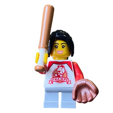 LEGO Baseball Player Minifig - with Bat and Glove (1) - The Minifig Club