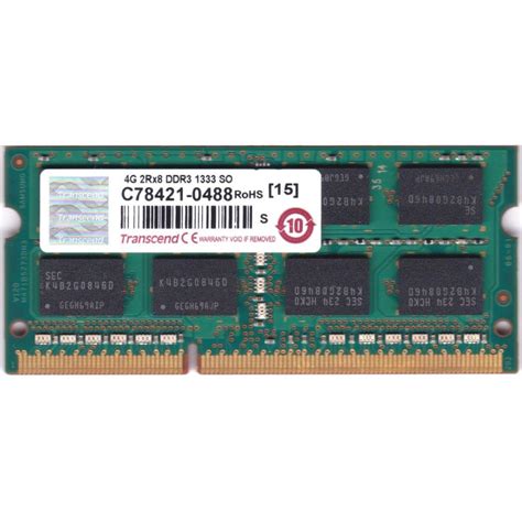 Transcend ノートpc用メモリ Pc3 10600 Ddr3 1333 4gb 15v 204pin So Dimm