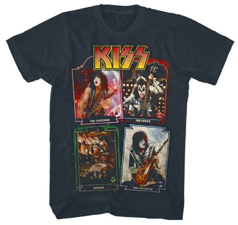 Kiss Band Members Photographs With Nicknames T Shirt Rocker Rags