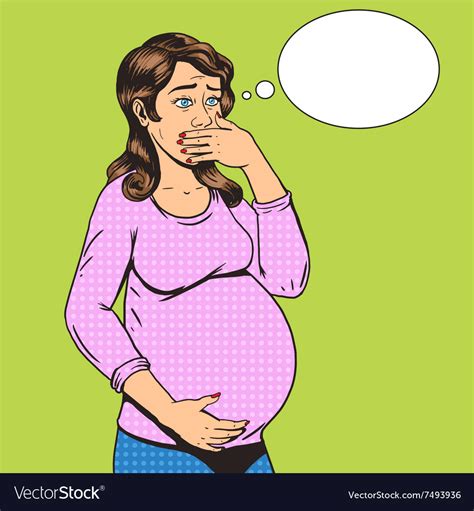 Pregnant girl comic book style Royalty Free Vector Image