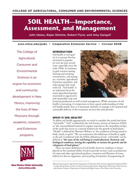 Pdf Soil Health Importance Assessment And Management