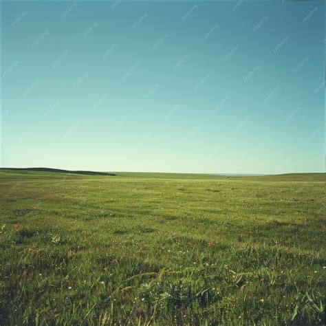 Premium Photo | Vast green grassland under blue sky