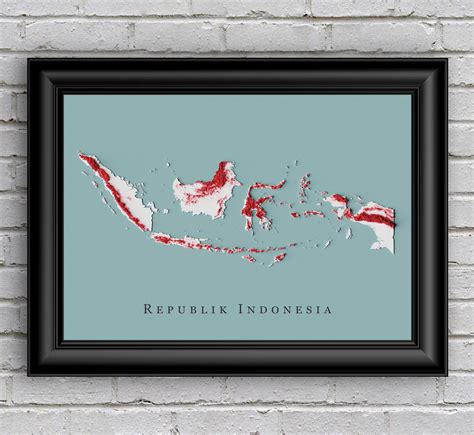 Indonesia Relief Map Printable Decor - Etsy