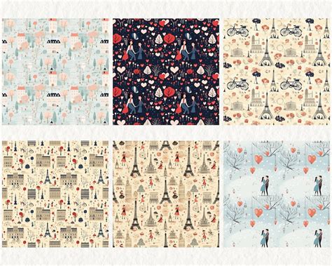 Parisian Romance Pattern Seamless Digital Papers Tile Patterns