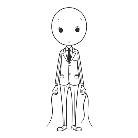 Cartoon Man With A Tie And Bow Tie Outline Sketch Drawing Vector