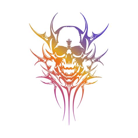 Skull Tattoo Metal Gradient T Shirt Design Element Vector Skull