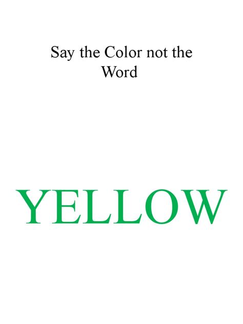 Say The Color Not The Word Pdf