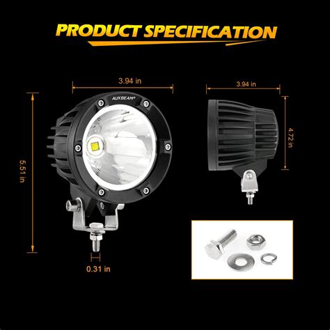 Auxbeam Inch W Round Led Driving Lights W Harness James Oaks