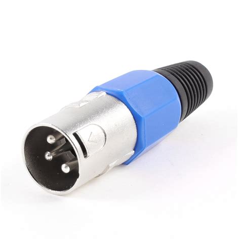 Uxcell Xlr Terminal Male Plug Microphone Audio Cable Connector Blue