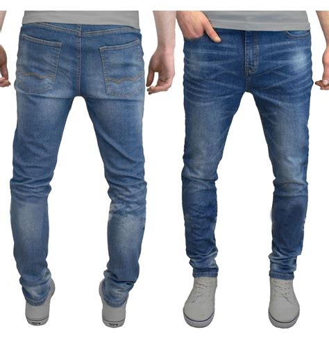 Pantalones de mezclilla elásticos ajustados para hombre ajustados