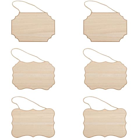 6 Pack Unfinished MDF Hanging Wood Plaques for Crafts with Jute Rope, Blank Wooden Sign for DIY ...