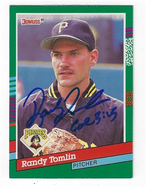 Autographed Randy Tomlin Donruss Card Main Line Autographs