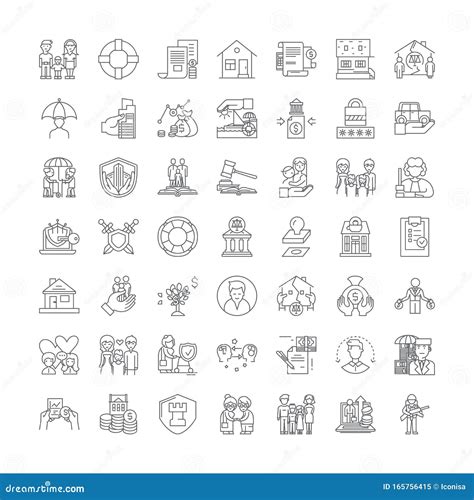 Insuarance Linear Icons Signs Symbols Vector Line Illustration Set