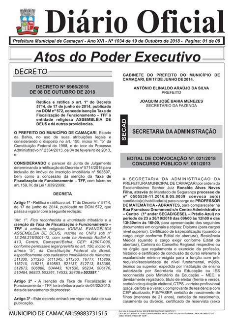 Pdf Prefeitura Municipal De Cama Ari Ano Xvi N De