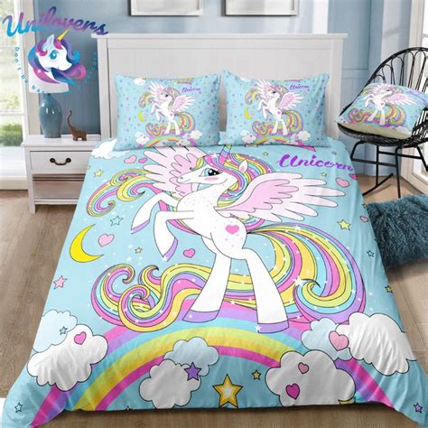 Magical Cloudy Unicorn Bedding Set Unilovers Unicorn Bedding Bedding Set Bedding Sets