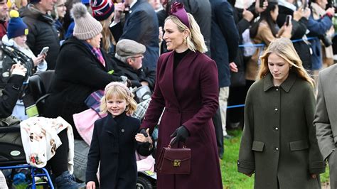 Zara Tindall Looks Perfect In Plum As She Joins Royals For Christmas