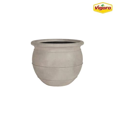 Vigoro 14 In Stonington Medium Gray Stone Finish Clay Pot 14 In D X