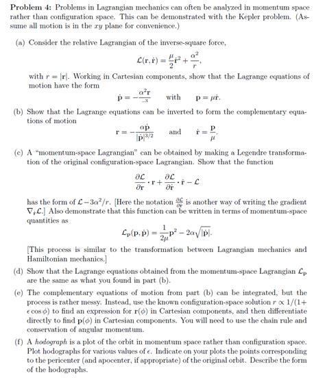 Solved B Show That The Lagrange Equations Can Be Inverted Chegg