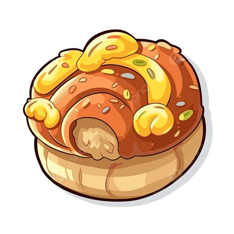 Ilustrasi Desain Vektor Ilustrasi Roti Kue Kartun Challah Bulat