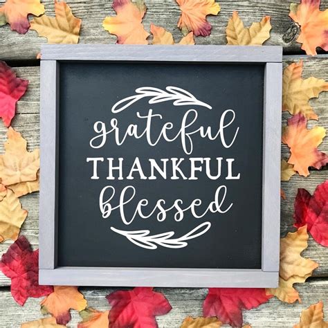 Grateful Thankful Blessed Framed Wood Sign Farmhouse Sign Etsy