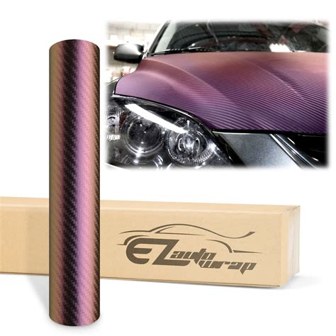 Ezautowrap Chameleon Carbon Fiber Purple Gold Car Vinyl Wrap Vehicle