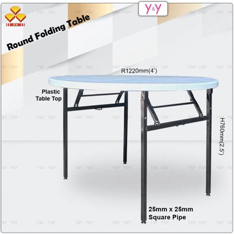 3V 4 Round Folding Banquet Table Foldable Banquet Table With Plastic