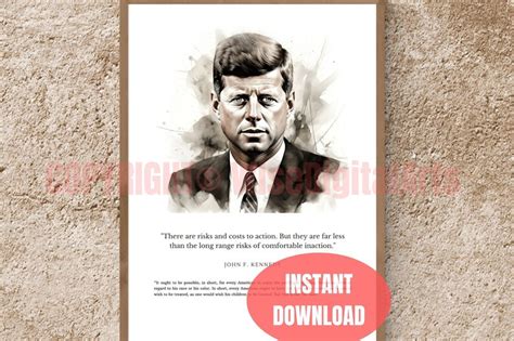 John F Kennedy Wall Art Watercolor Inspirational Meaningful