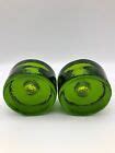 Blenko Recycled Glass Taper Candle Holders Green Puck Shape Set Of Ebay