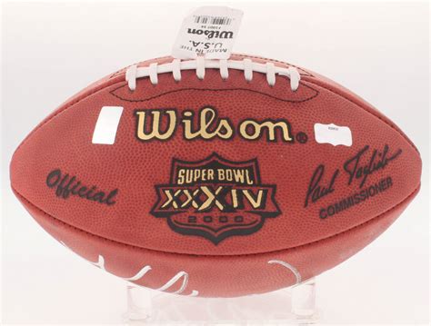 Kurt Warner Signed Super Bowl XXXIV Authentic Football Inscribed "SB 34 ...