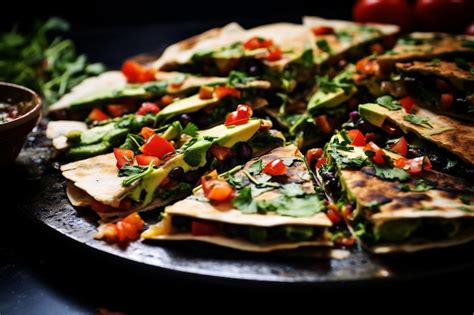 Premium Photo Vegan Black Bean And Avocado Quesadillas