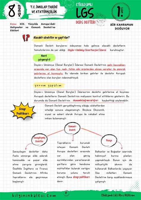 Avrupadaki Gelişmeler Ve Osmanlı Devletine Etkileri Ders Notu