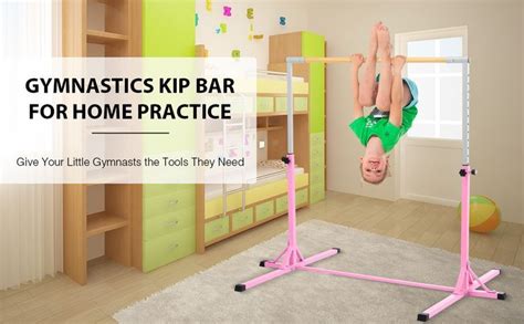 4ft Gymnastics Bar Horizontal Kip Bar for Kids with Adjustable Height, Pink | Gymnastics bar ...