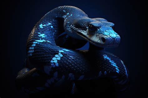 Premium AI Image | Blue python head on a black background with clear ...