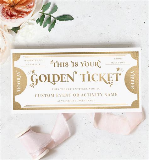 Printable Golden Ticket Custom T Voucher Template Etsy Australia