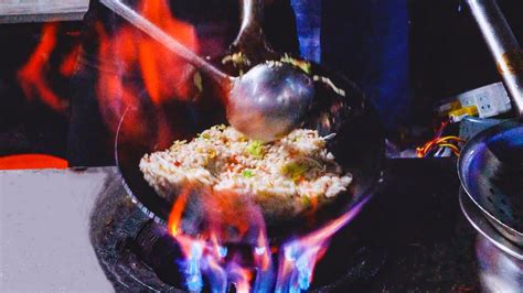 Chinese Street Food Super Class Wok Egg Fried Rice Fried Noodles Crispy Rice Cakegrilled Milk