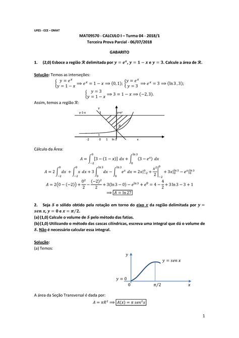 Prova 2018 questões e respostas UFES CCE DMAT MAT09570 CALCULO