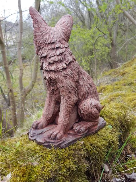 Beautiful Fox Stone Animal Statue Bespoke Highly Detailed Etsy Uk