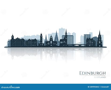 Edinburgh Skyline Silhouette with Reflection. Stock Vector ...