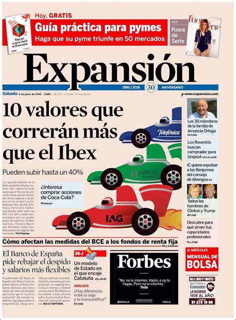 Las Portadas De Los Periódicos Económicos De Este Sábado 4 De Junio De 2016