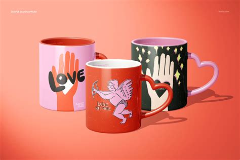 Heart Shaped Handle Mug Mockup Set Behance