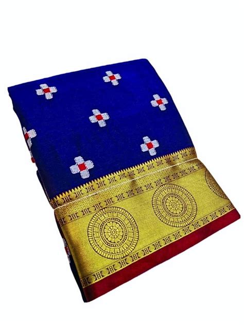 Navy Blue Embroidery Soft Satin Silk Saree Sambalpuri Pattern 63 M