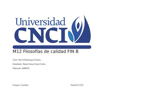 Filosofia De La Calidad Actividad M Filosof As De Calidad Fin B