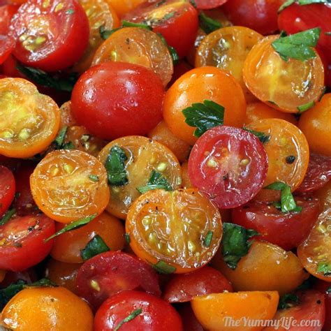 Marinated Cherry Tomato And Herb Salad Recipe Cherry Tomatoes Cherry Tomato Recipes Herb Salad