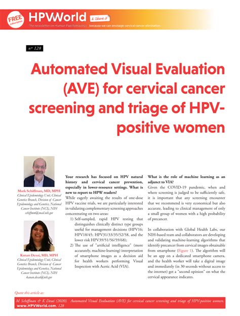 Pdf Automated Visual Evaluation Ave For Cervical Cancer Screening