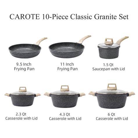 Carote Healthy Nonstick Granite 11 pcs Cookware Set Induction Ready