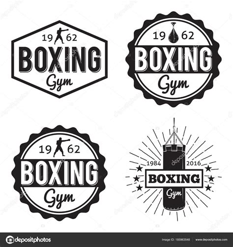 Boxing Gym And Martial Arts Logo Badgelabel Stock Vector Image By